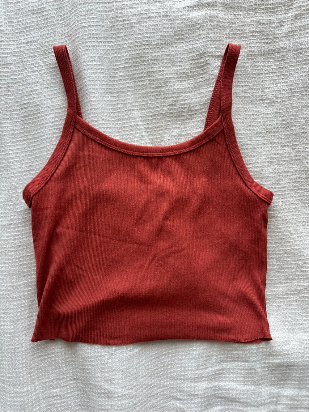 No Boundaries Rust Red Ribbed Cropped Tank Top